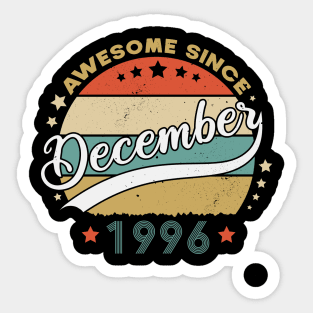 Awesome Since December 1996 Birthday Retro Sunset Vintage Sticker